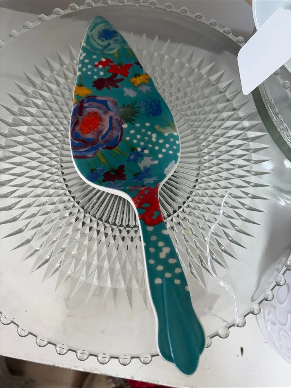 The Pioneer Woman Teal Floral Ceramic Cake Server